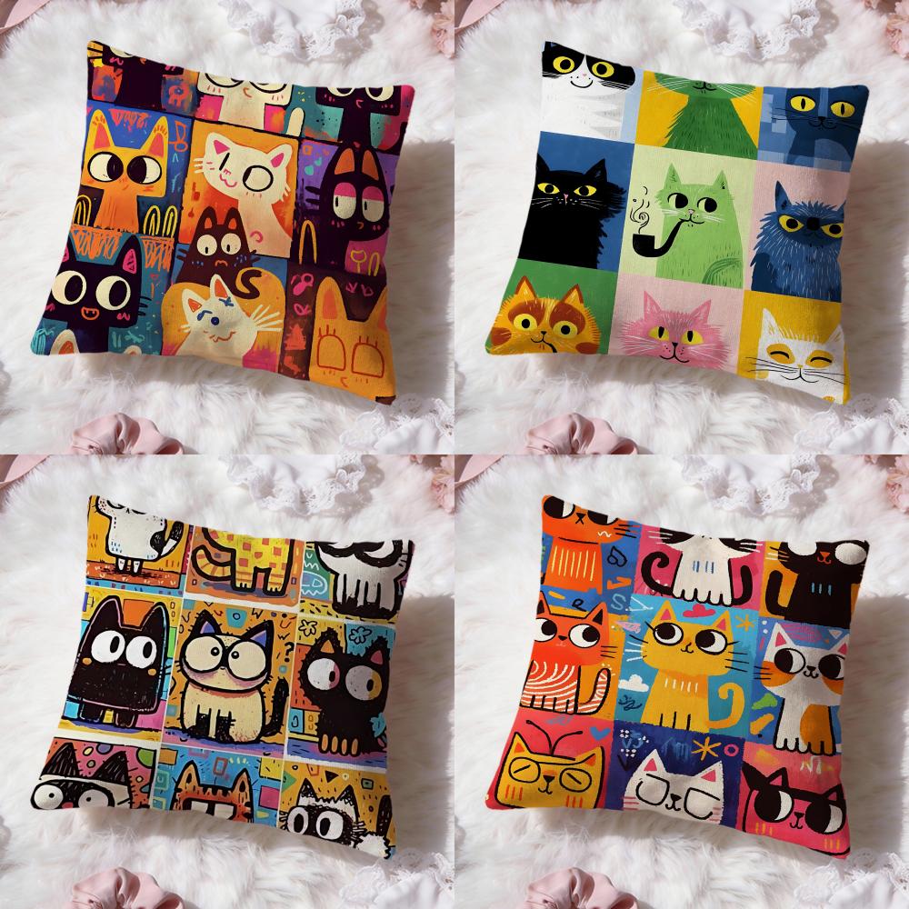 Interior Design Illustrated - Grid animal illustration Cushion Cover Premium