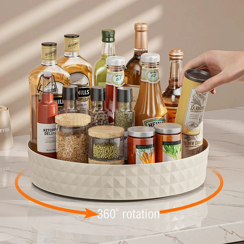 Travertine Tray Oval - 1Pc 360 Degree Rotating Spice Rack