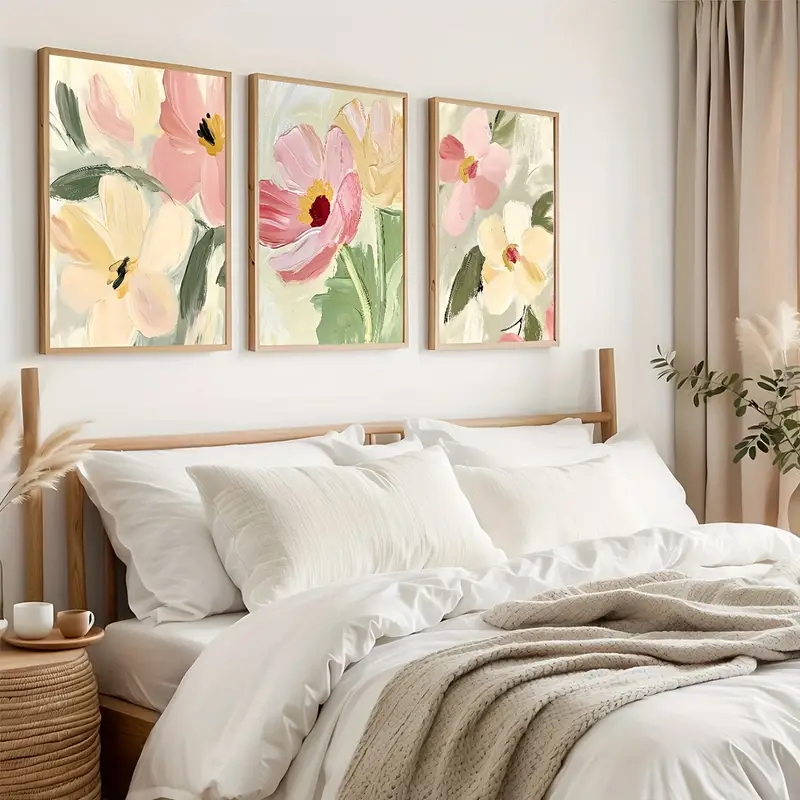 Abstract Canvas Set - 3pcs/Set Pastel Floral Canvas Posters Neutraltoned