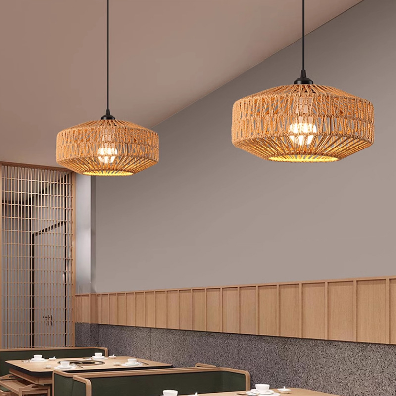 Wicker Pendant Shade - Classic Ceiling Light Handmade Rattan Weaving