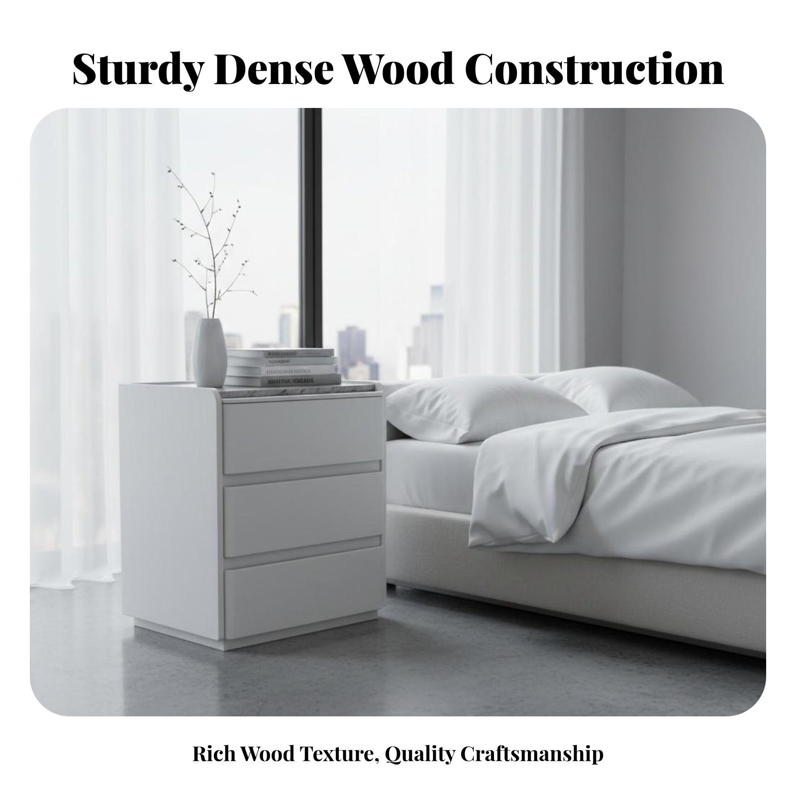Interior Design Guest Room - 3-Drawer End Table Modern Design Nightstand
