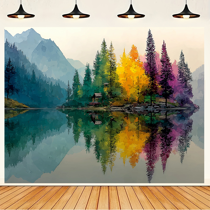 Colorful Forest Lake Wall Mura - Interior Design Landscape incelemesi ve fiyatı