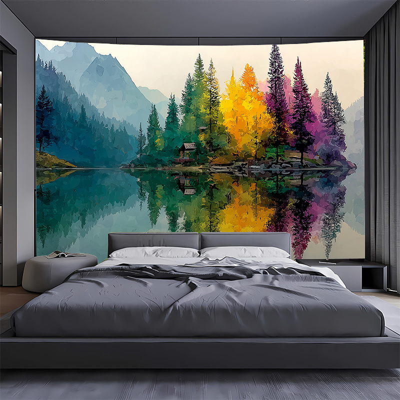 Colorful Forest Lake Wall Mura - Interior Design Landscape incelemesi ve fiyatı