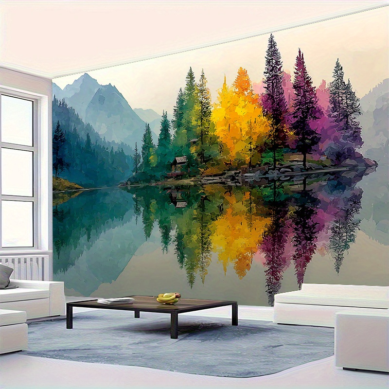 Colorful Forest Lake Wall Mura - Interior Design Landscape incelemesi ve fiyatı