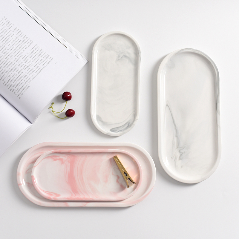 Nordic Marble Texture Tray Cer - Travertine Tray Oval incelemesi ve fiyatı