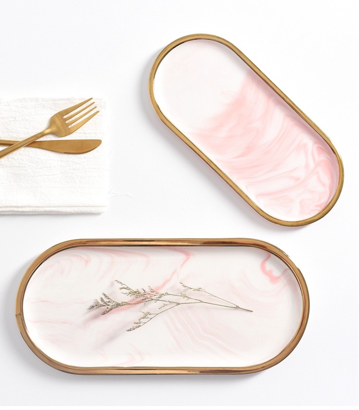 Nordic Marble Texture Tray Cer - Travertine Tray Oval incelemesi ve fiyatı