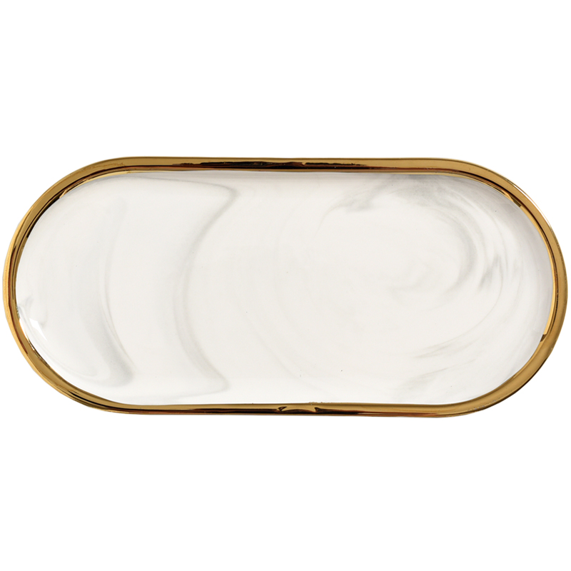 Nordic Marble Texture Tray Cer - Travertine Tray Oval incelemesi ve fiyatı