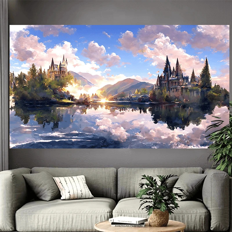 Castle Lake Wall Tapestry Fant - Interior Design Landscape incelemesi ve fiyatı