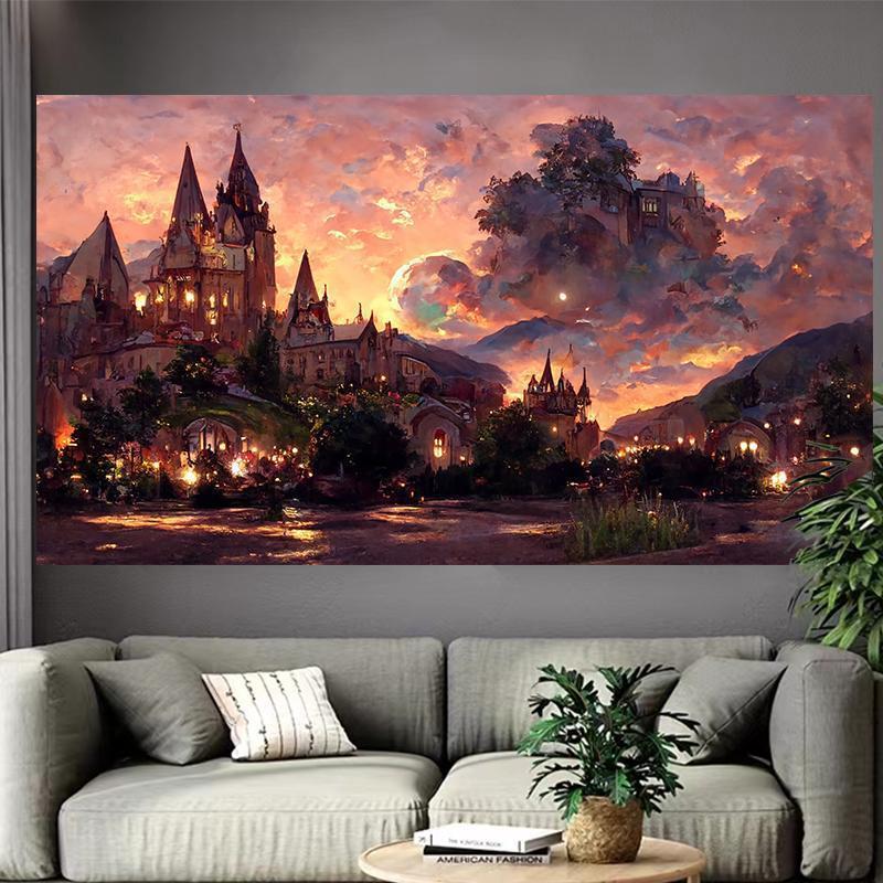 Castle Lake Wall Tapestry Fant - Interior Design Landscape incelemesi ve fiyatı