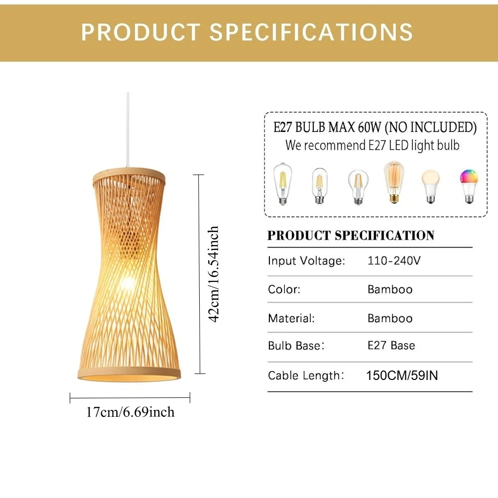 JOYINLED Japanese Style Bamboo - Wicker Pendant Shade incelemesi ve fiyatı