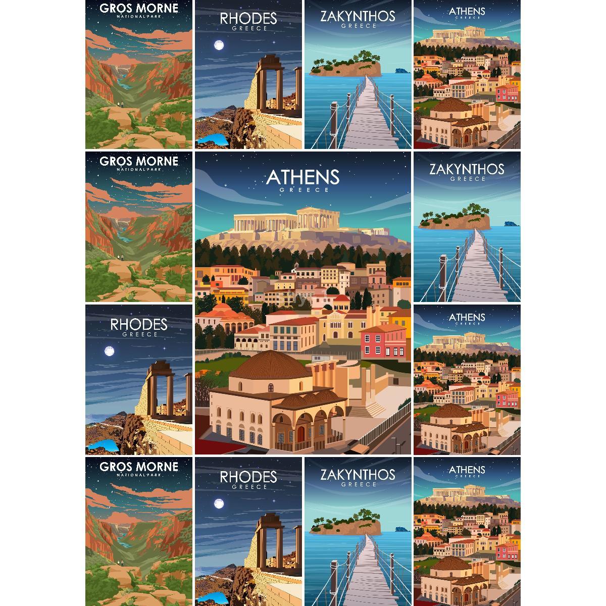 Vintage Athens Greece Travel P - Interior Design Landscape incelemesi ve fiyatı