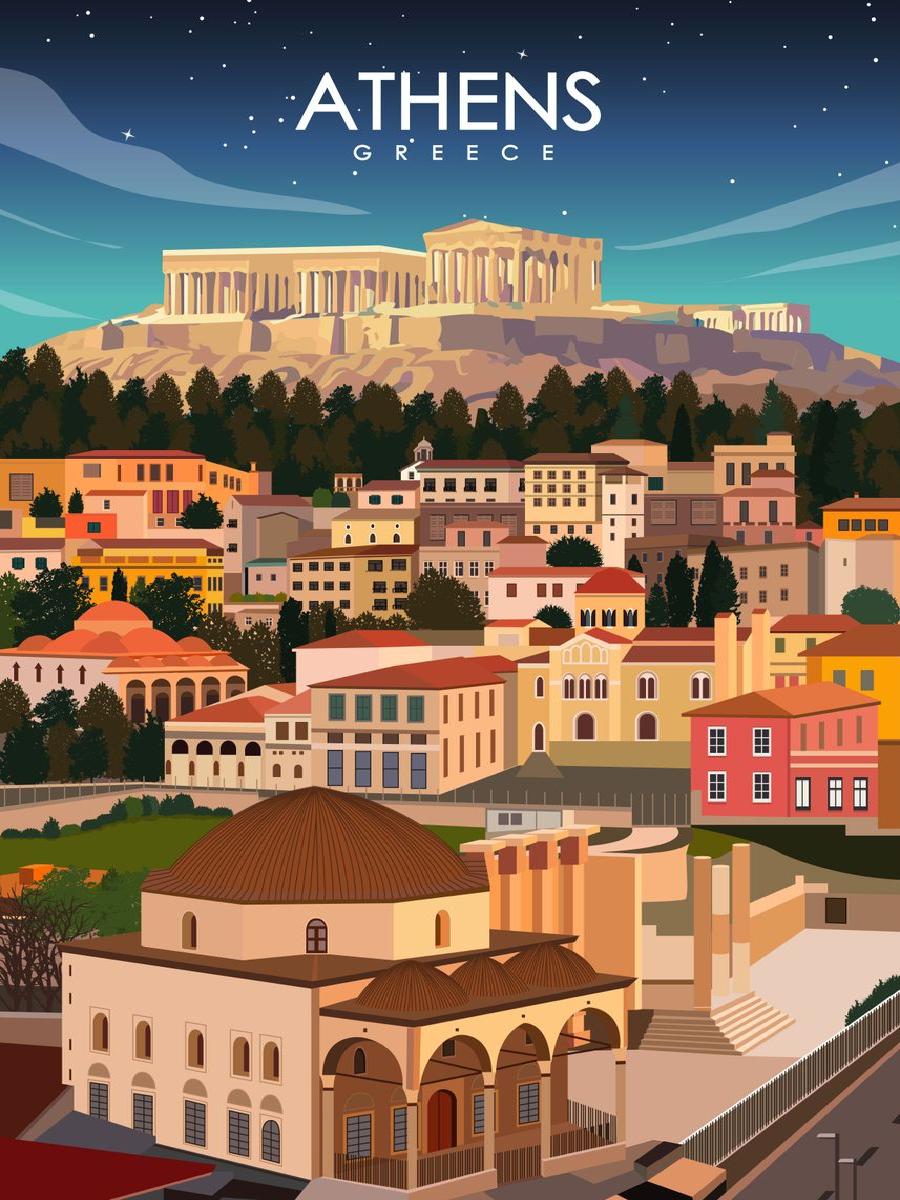 Vintage Athens Greece Travel P - Interior Design Landscape incelemesi ve fiyatı