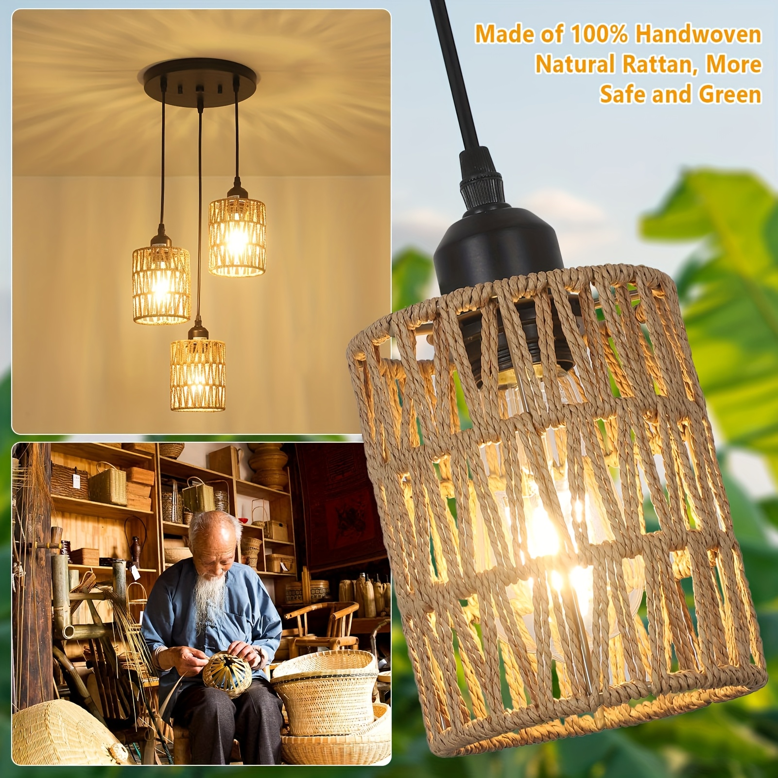 Vintage industrial style count - Wicker Pendant Shade incelemesi ve fiyatı