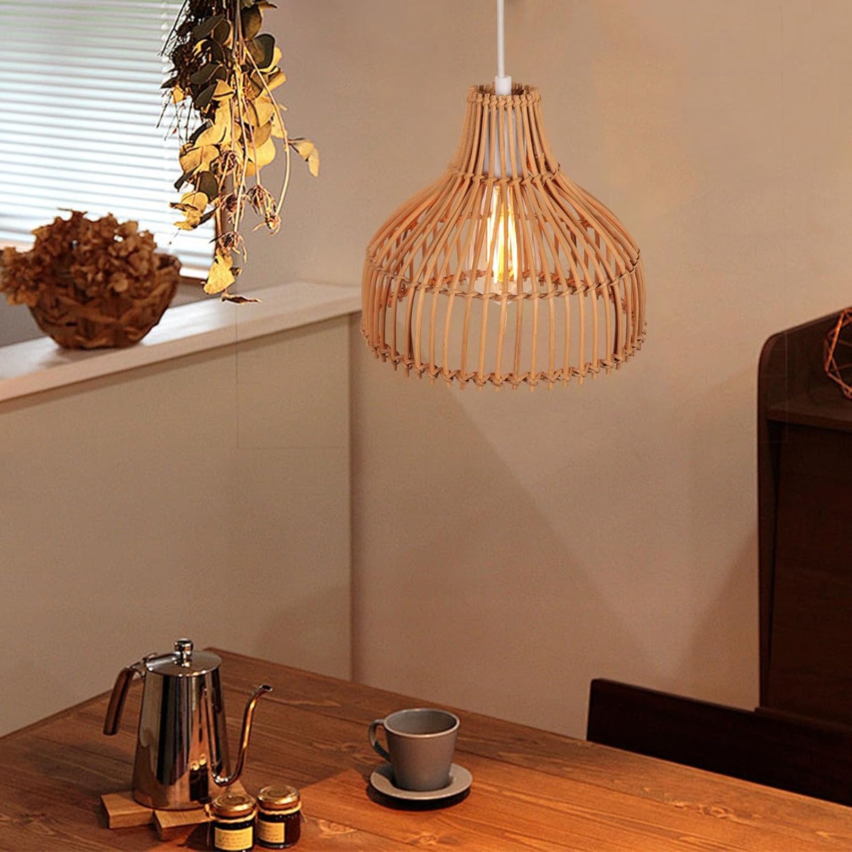 Rattan Woven Pendant Lamp Boho - Wicker Pendant Shade incelemesi ve fiyatı