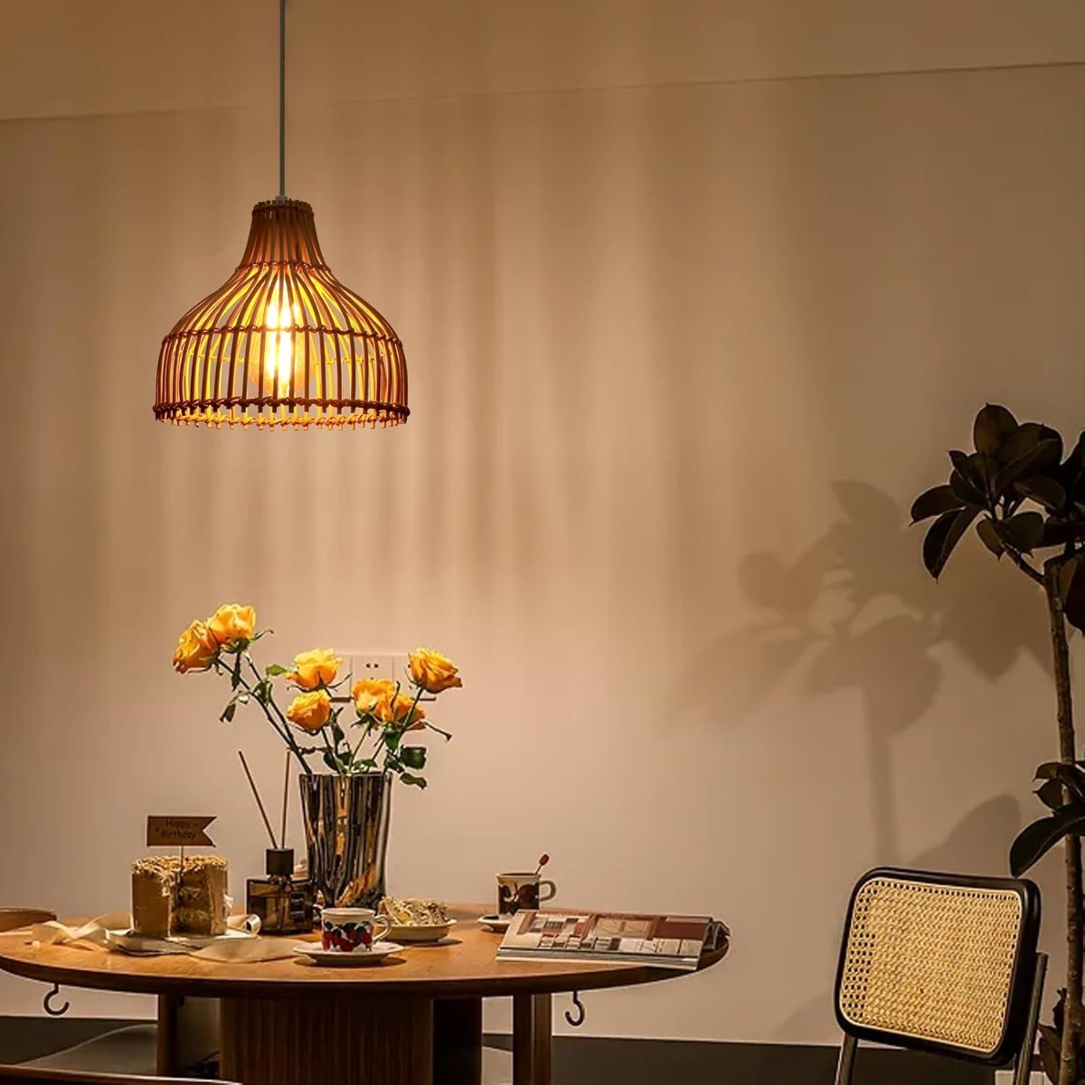 Rattan Woven Pendant Lamp Boho - Wicker Pendant Shade incelemesi ve fiyatı