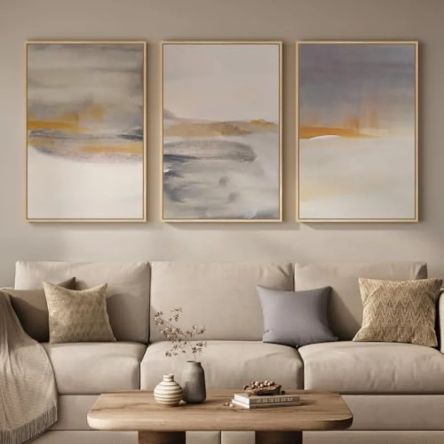 Framed Large Neutral Abstract  - Abstract Canvas Set incelemesi ve fiyatı