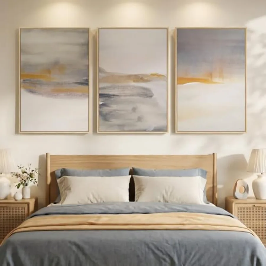 Framed Large Neutral Abstract  - Abstract Canvas Set incelemesi ve fiyatı