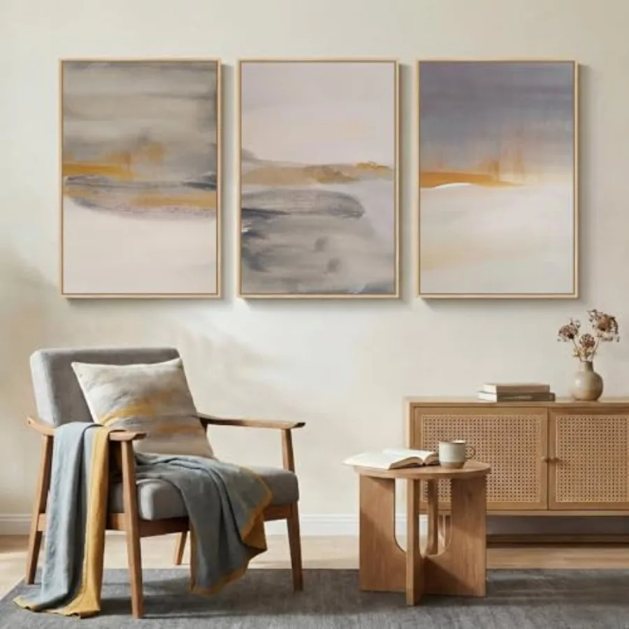 Framed Large Neutral Abstract  - Abstract Canvas Set incelemesi ve fiyatı
