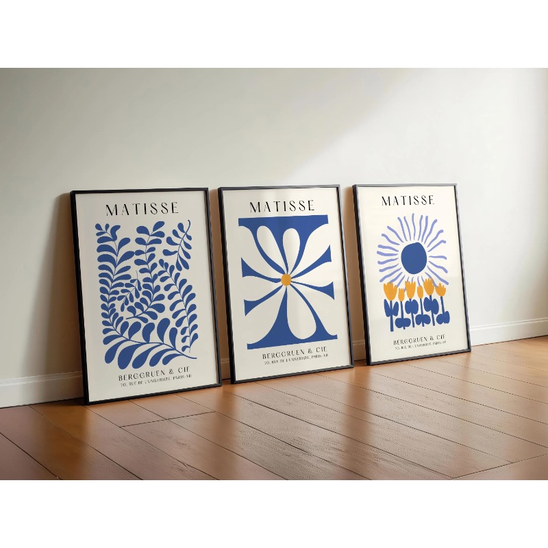 Blue Matisse Prints Set of 3 P - Abstract Canvas Set incelemesi ve fiyatı