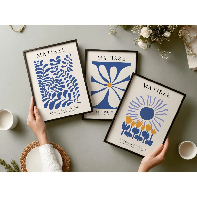 Blue Matisse Prints Set of 3 P - Abstract Canvas Set incelemesi ve fiyatı