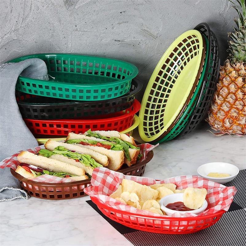 6-12Pcs Fast Food Baskets Plas - Travertine Tray Oval incelemesi ve fiyatı