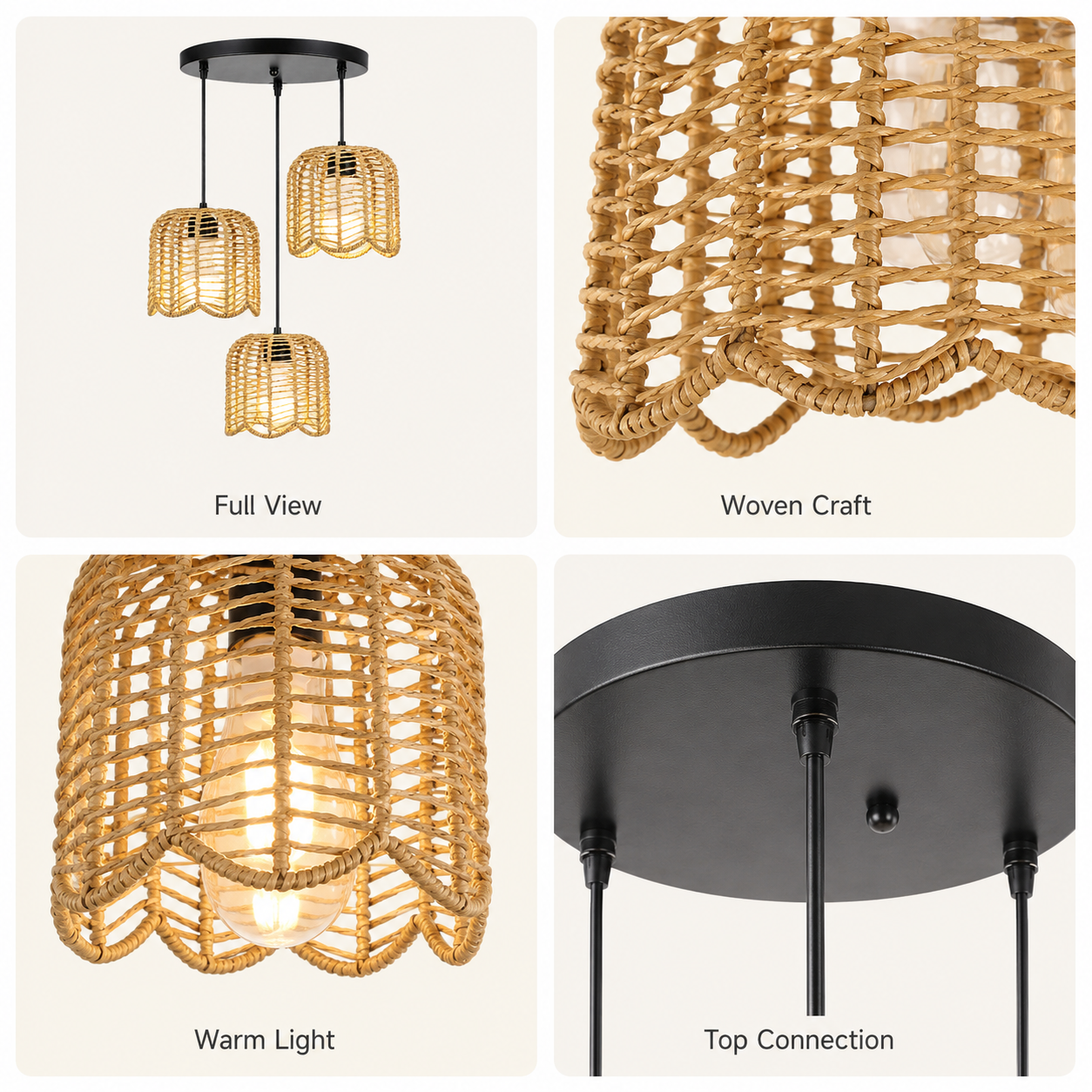JOYINLED Farmhouse Hand Woven  - Wicker Pendant Shade incelemesi ve fiyatı
