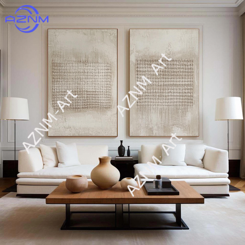 1/2Pcs Textured Beige Abstract - Abstract Canvas Set incelemesi ve fiyatı