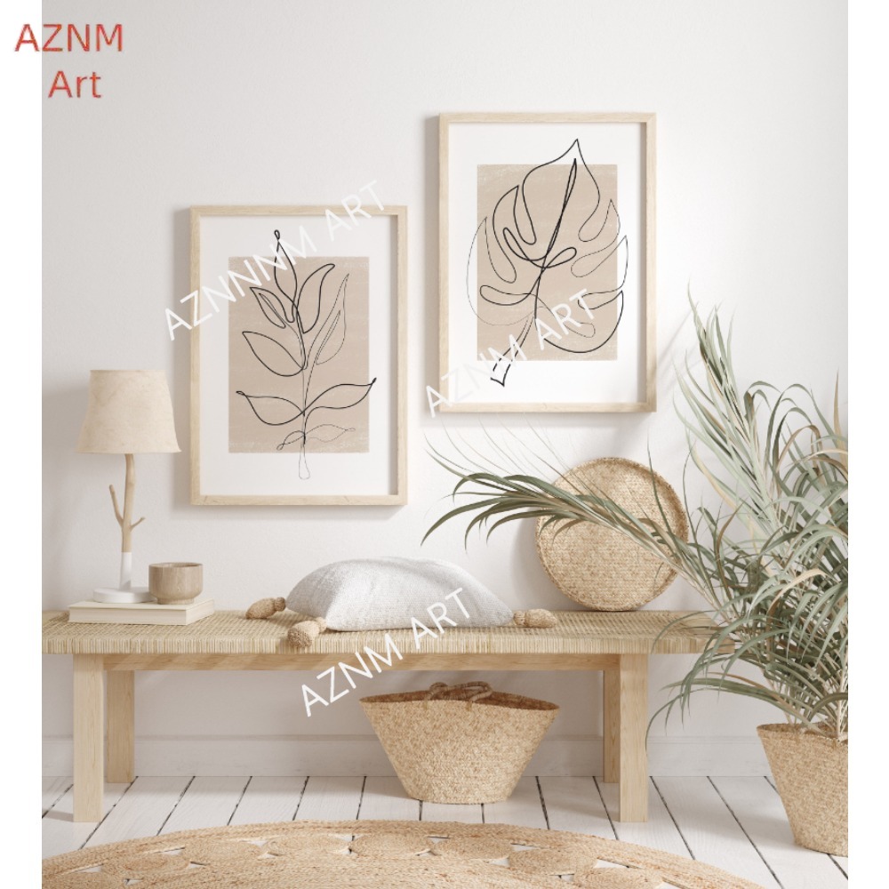 1/2Pcs Botanical Line Art Prin - Abstract Canvas Set incelemesi ve fiyatı