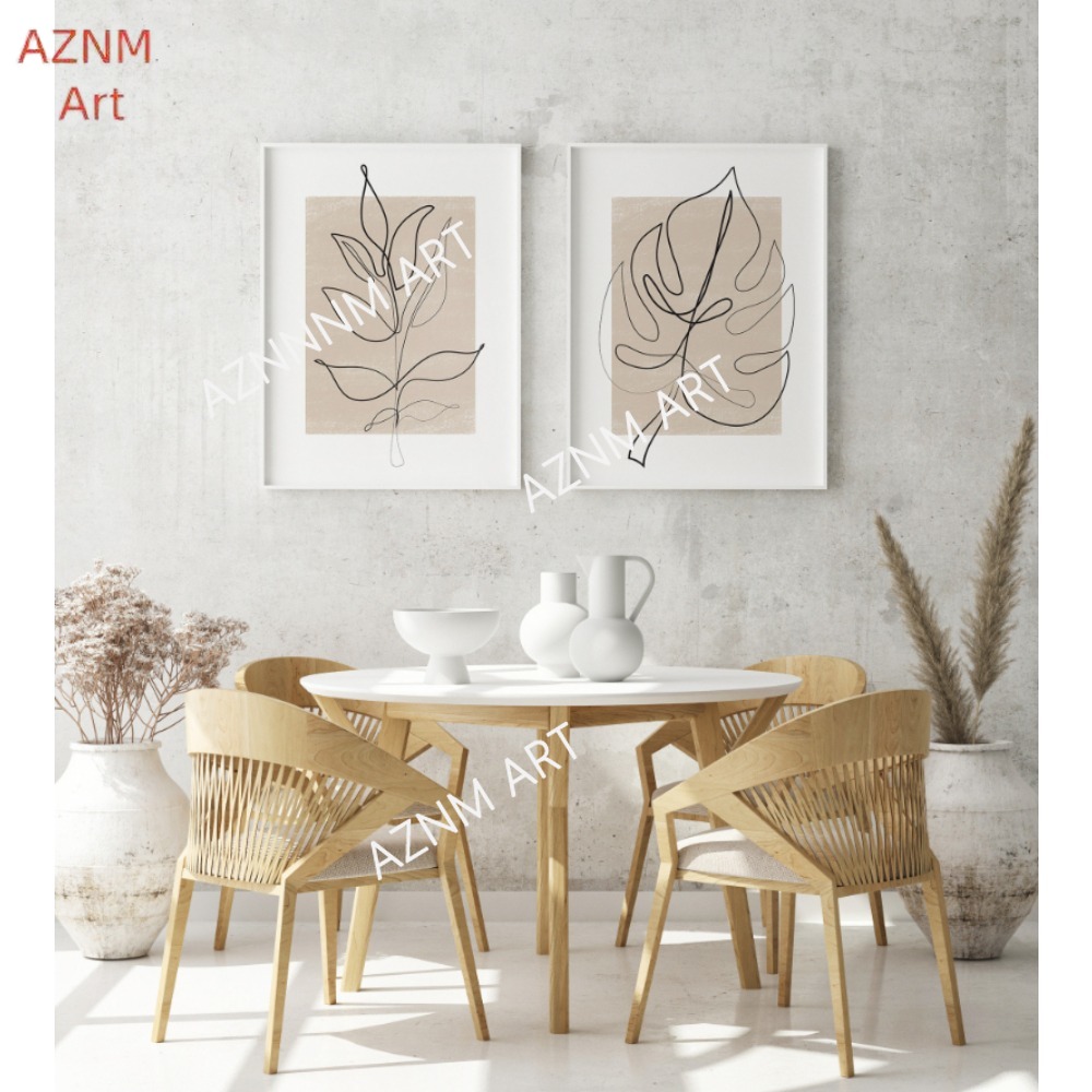1/2Pcs Botanical Line Art Prin - Abstract Canvas Set incelemesi ve fiyatı