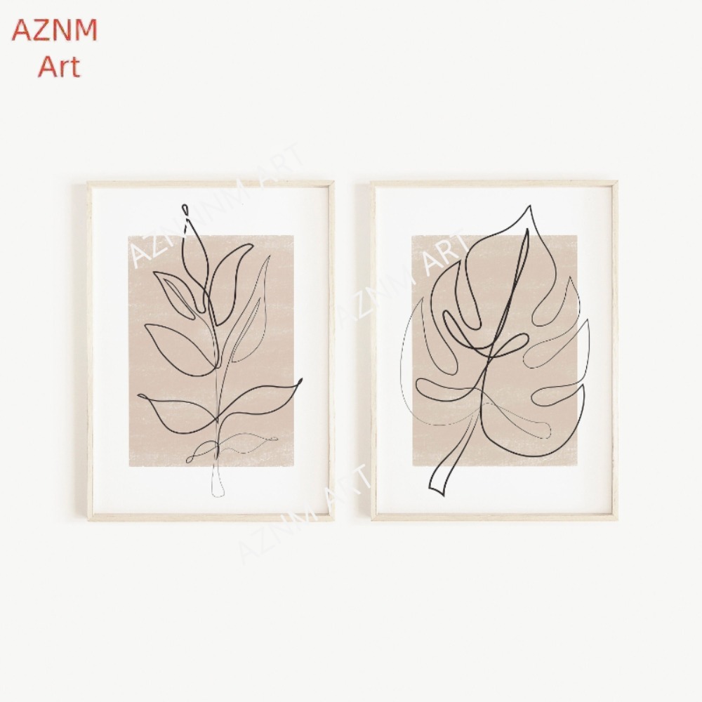 1/2Pcs Botanical Line Art Prin - Abstract Canvas Set incelemesi ve fiyatı