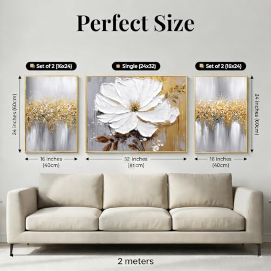 Living Room Wall Art: Hand-Pai - Abstract Canvas Set incelemesi ve fiyatı