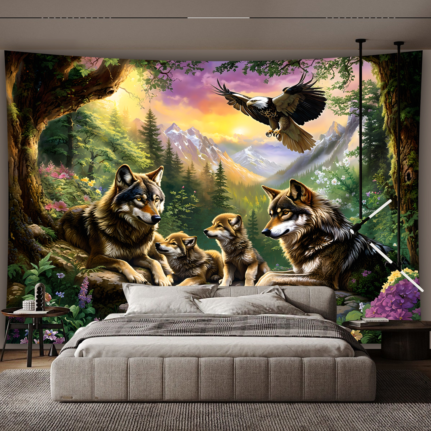 Wolf Family With Eagle In Moun - Interior Design Landscape incelemesi ve fiyatı