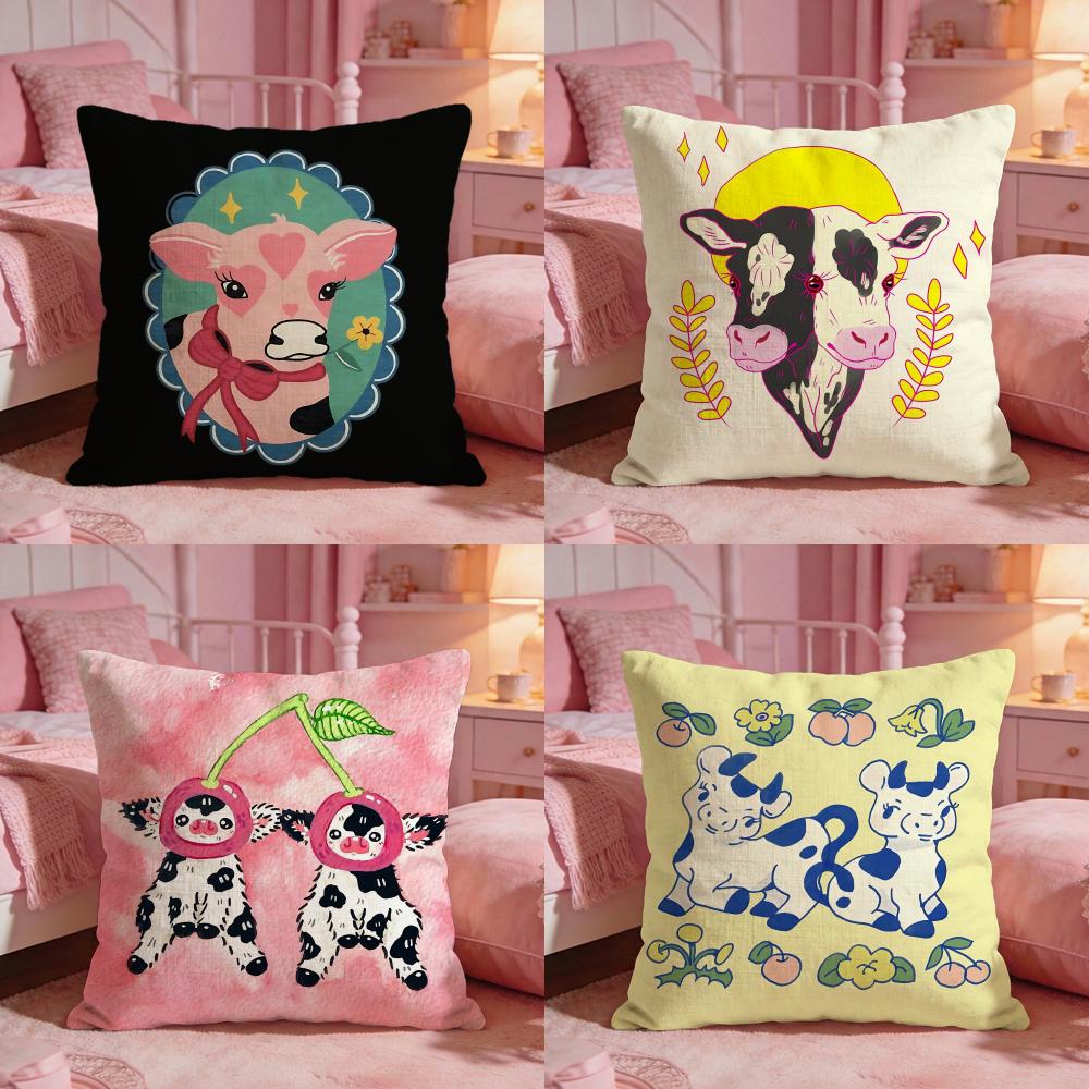 Cute Cow Illustration Cushion  - Interior Design Illustrated incelemesi ve fiyatı