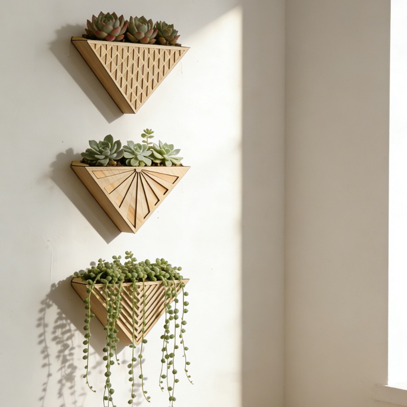 1pcs Light Wood Geometric Line - Geometric Shelf Triangle incelemesi ve fiyatı
