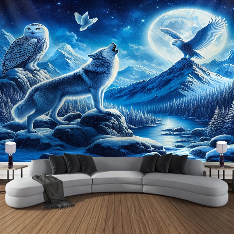 Wolf Howling At Moon Wall Mura - Interior Design Landscape incelemesi ve fiyatı