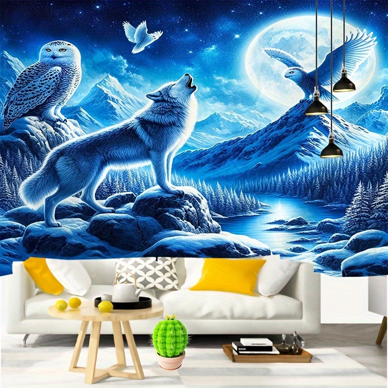 Wolf Howling At Moon Wall Mura - Interior Design Landscape incelemesi ve fiyatı